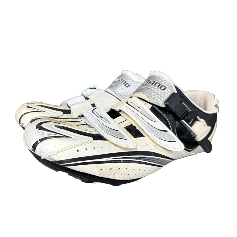 Shimano RO87 Leather Cycling Shoes White Black‎ Mens Women’s EU 43 US 9.5 Men’s